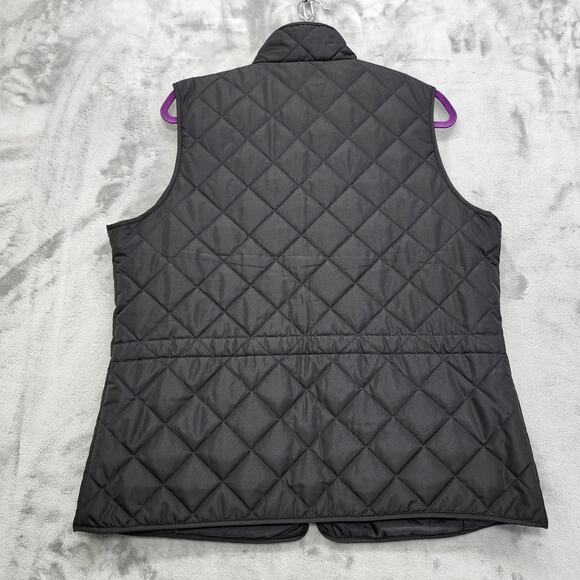 St Johns Bay Vest Womens XLT Black Gold Quilted Puffer Full Zip Pockets Winter - Picture 2 of 8